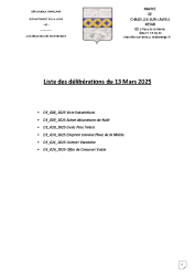 Liste des délibérations du 13 Mars 2025