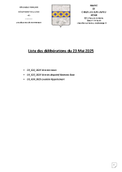 Liste des délibérations du 23 mai 2025
